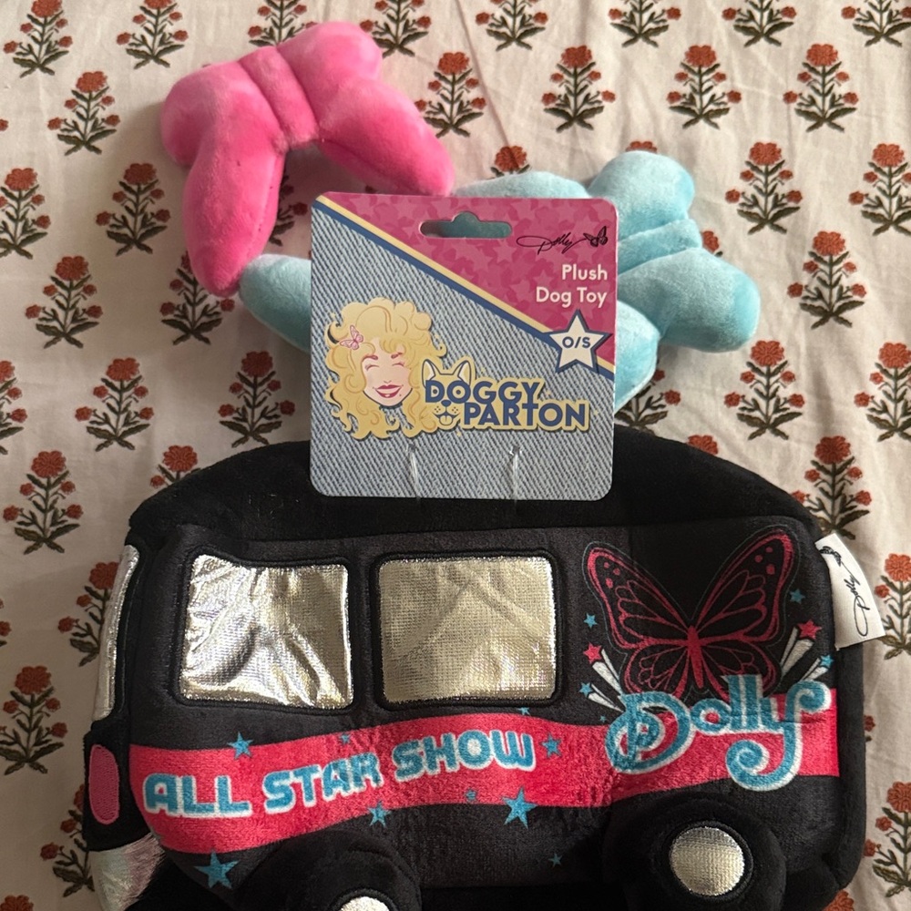 Plush Dog Toy - Black, Pink, Blue
